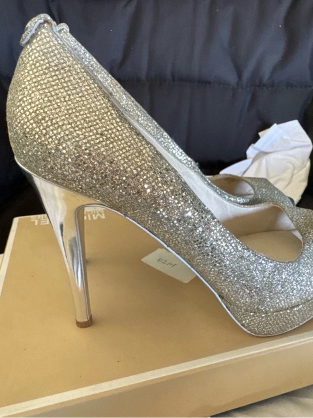 Michael Kors Silver Glitter High Heel Pumps - Women's Evening Shoes 8.5